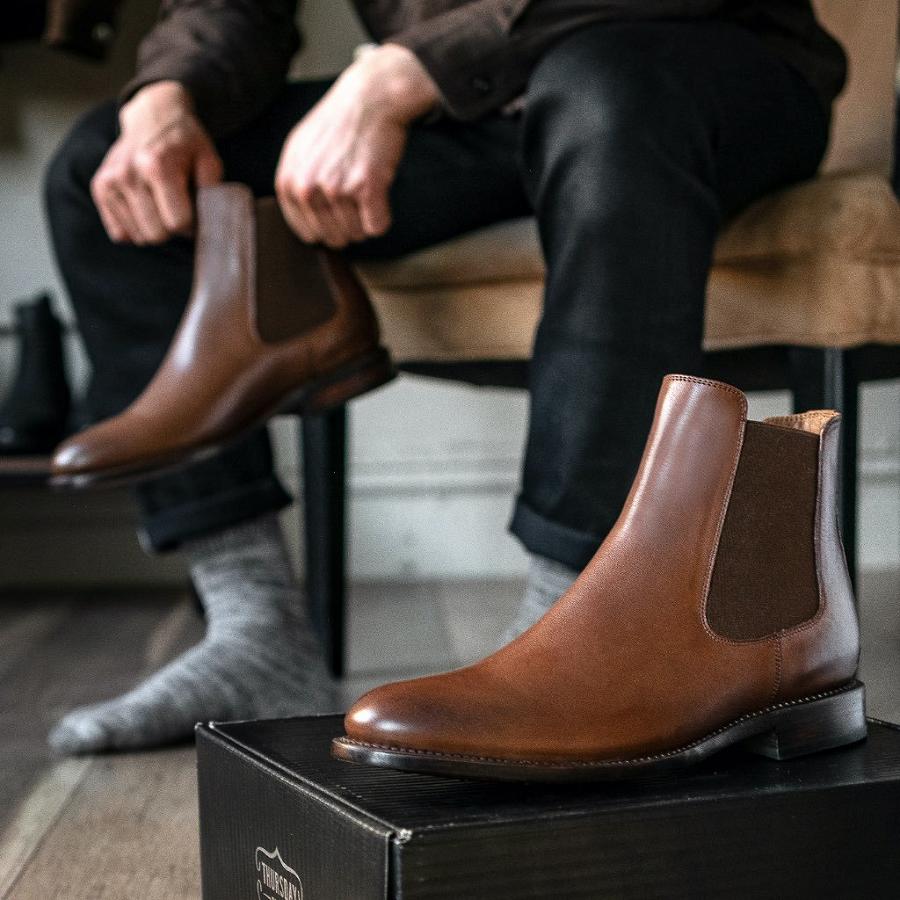 Stivaletti Chelsea Thursday Boots Cavalier Pelle Uomo Marroni | IT19ZUT