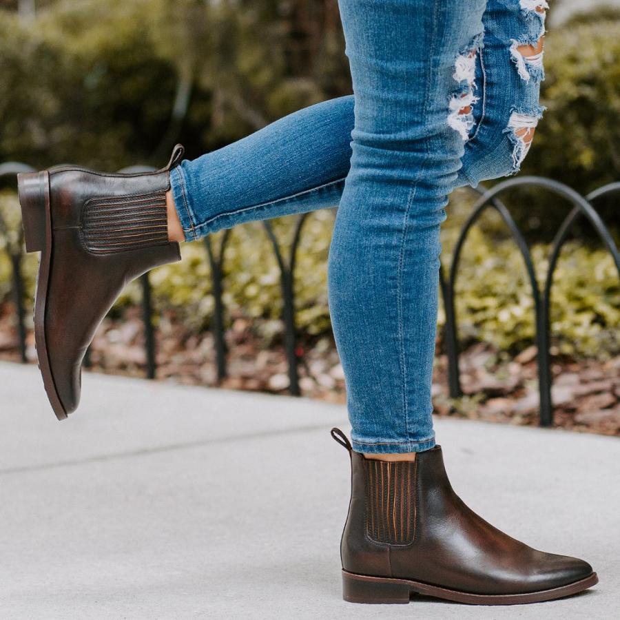 Stivaletti Chelsea Thursday Boots Dreamer Pelle Donna Nere Caffè | IT185PJJ