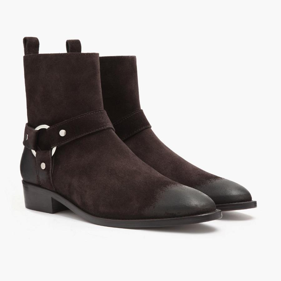 Stivaletti Chelsea Thursday Boots Harness Scamosciate Uomo Bordeaux | IT30OKI