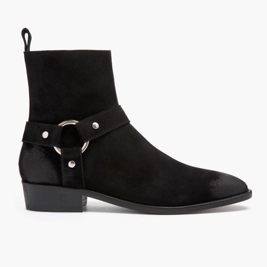 Stivaletti Chelsea Thursday Boots Harness Scamosciate Uomo Nere | IT31ILH