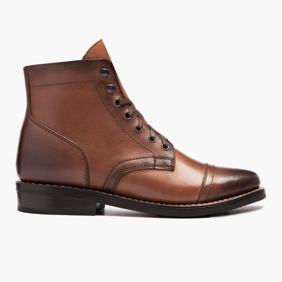 Stivali Stringati Thursday Boots Captain Pelle Rugged & Resilient Donna Marroni | IT408XYU