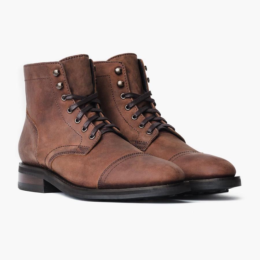 Stivali Stringati Thursday Boots Captain Pelle Uomo Caffè | IT72LIS