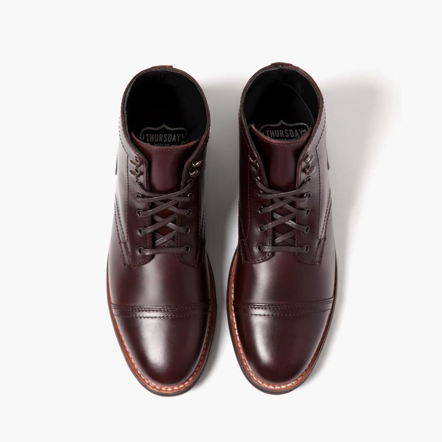 Stivali Stringati Thursday Boots Captain Pelle Uomo Bordeaux | IT73KOR