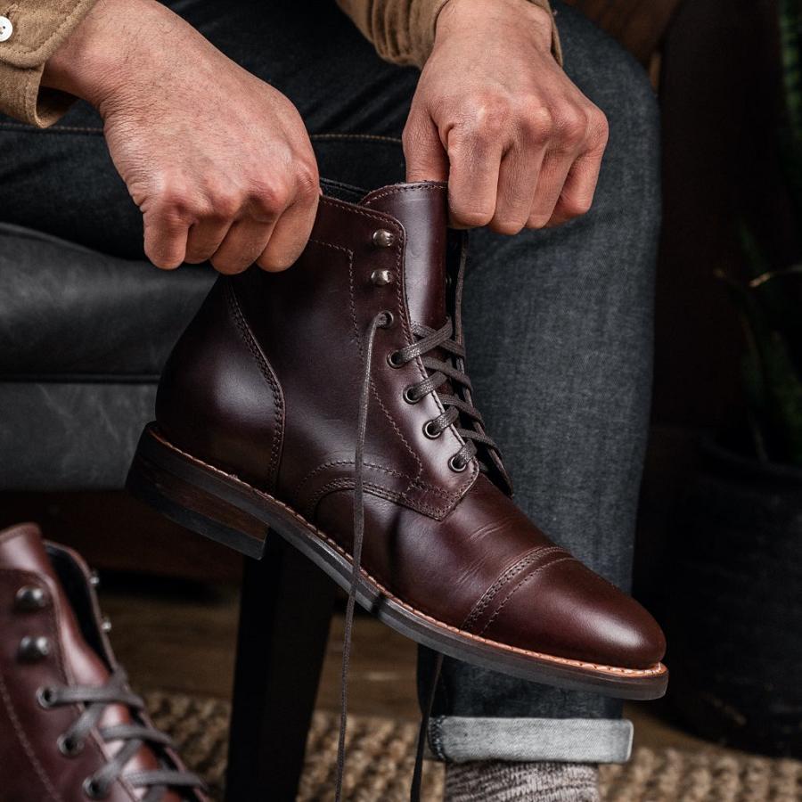 Stivali Stringati Thursday Boots Captain Pelle Uomo Bordeaux | IT73KOR