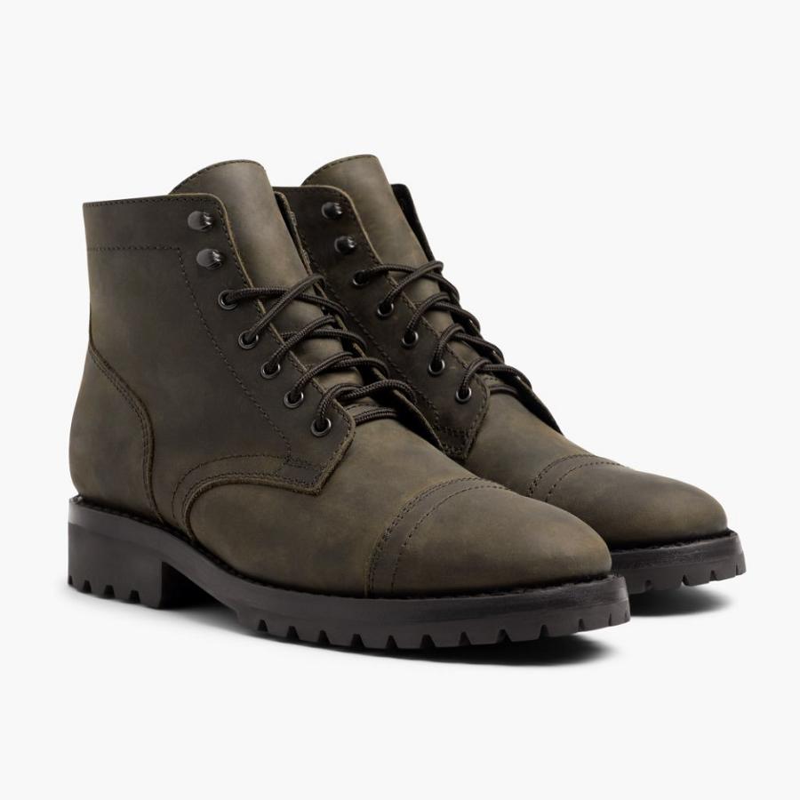 Stivali Stringati Thursday Boots Captain Pelle Uomo Verde Oliva | IT74JPQ