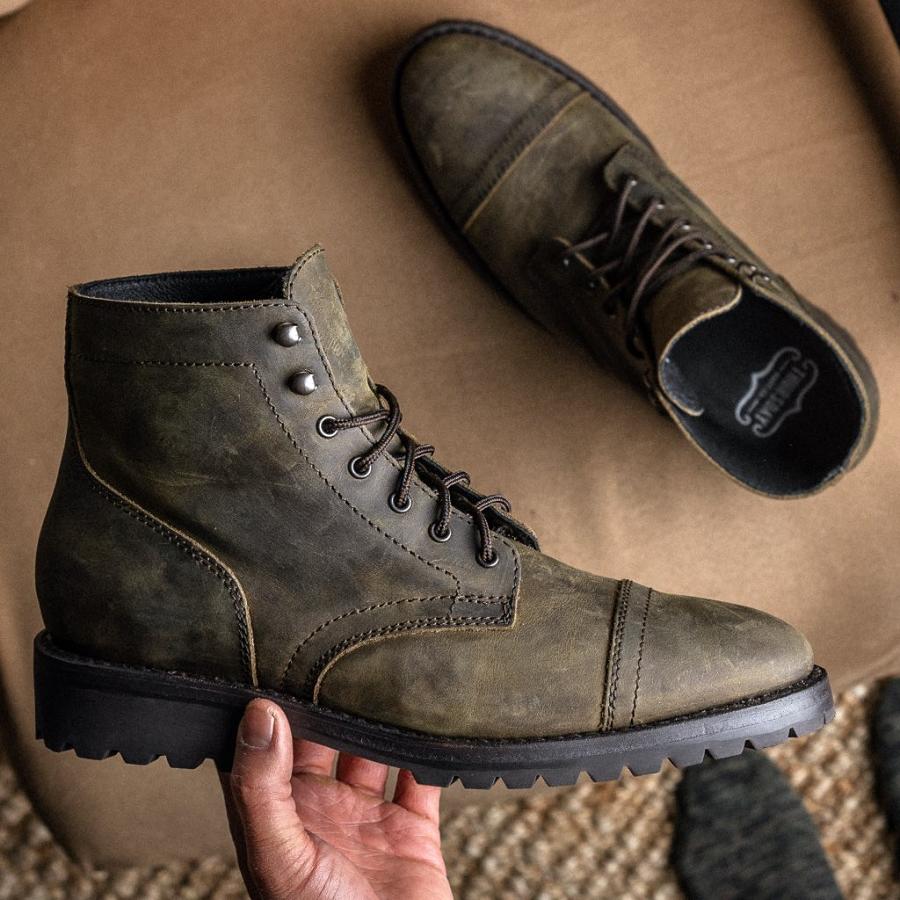 Stivali Stringati Thursday Boots Captain Pelle Uomo Verde Oliva | IT74JPQ