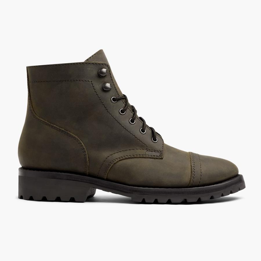 Stivali Stringati Thursday Boots Captain Pelle Uomo Verde Oliva | IT74JPQ