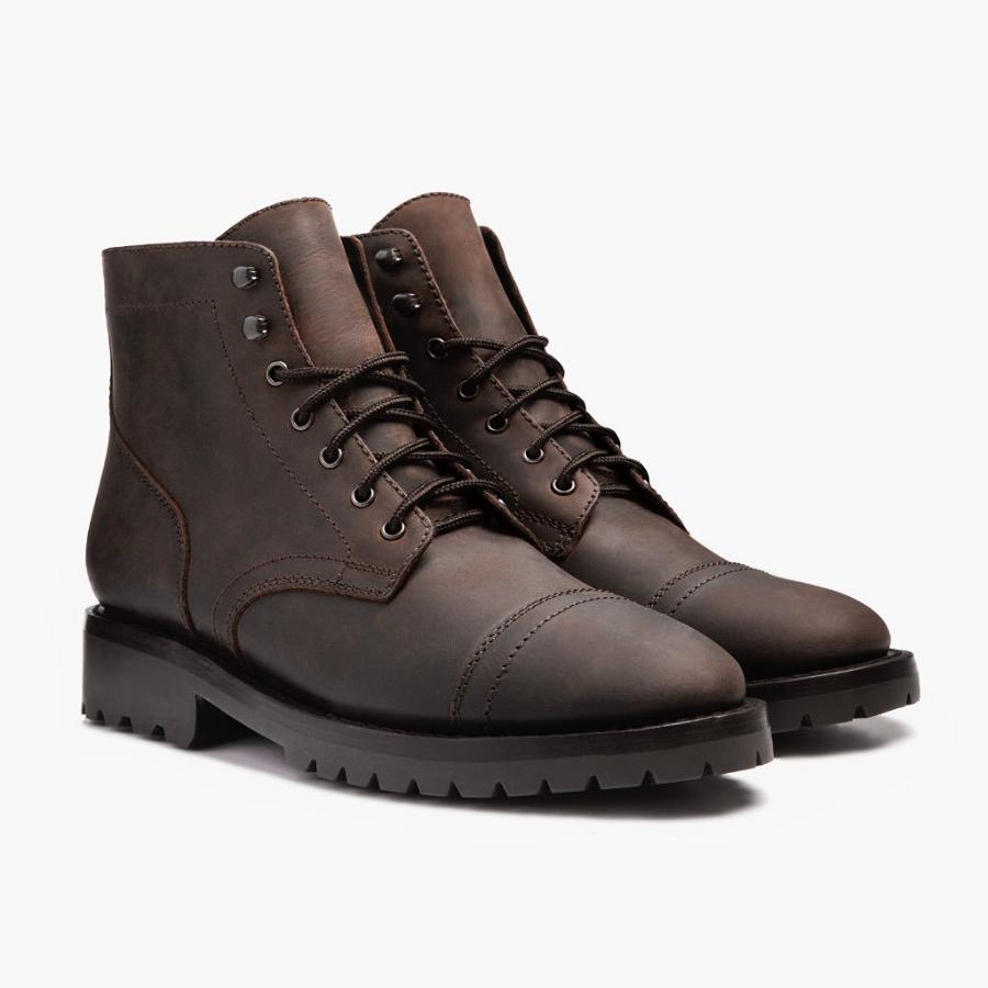 Stivali Stringati Thursday Boots Captain Pelle Classiche Uomo Caffè | IT78DFM