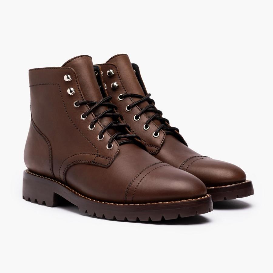 Stivali Stringati Thursday Boots Captain Pelle Scamosciate Uomo Bordeaux | IT82OKI