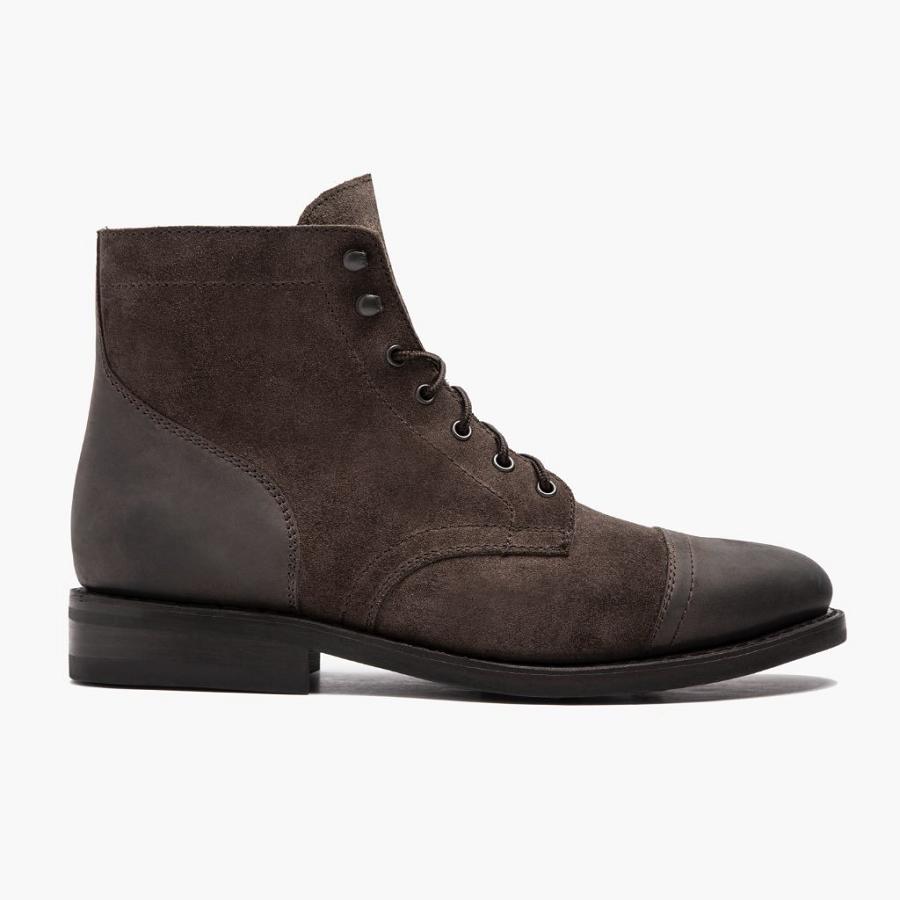 Stivali Stringati Thursday Boots Captain Pelle Scamosciate Uomo Marroni | IT83ILH