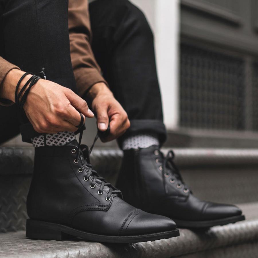 Stivali Stringati Thursday Boots Major Pelle Uomo Nere | IT102GSO