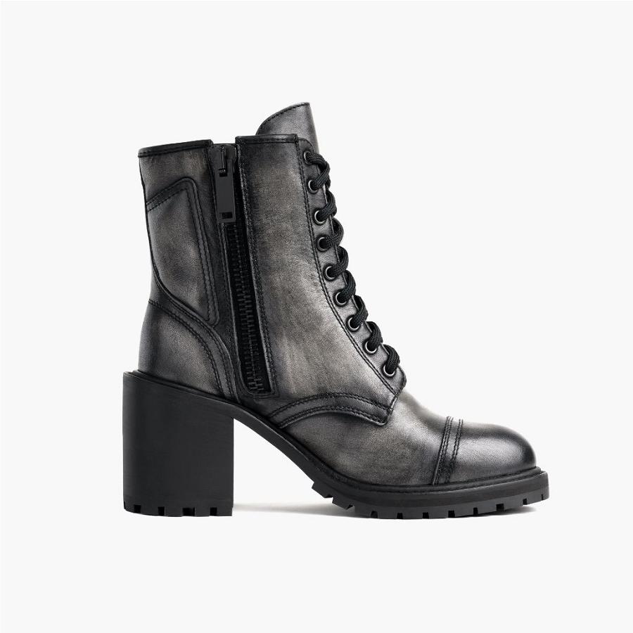 Stivali Stringati Thursday Boots Rebel Pelle Donna Grigie | IT349WNB