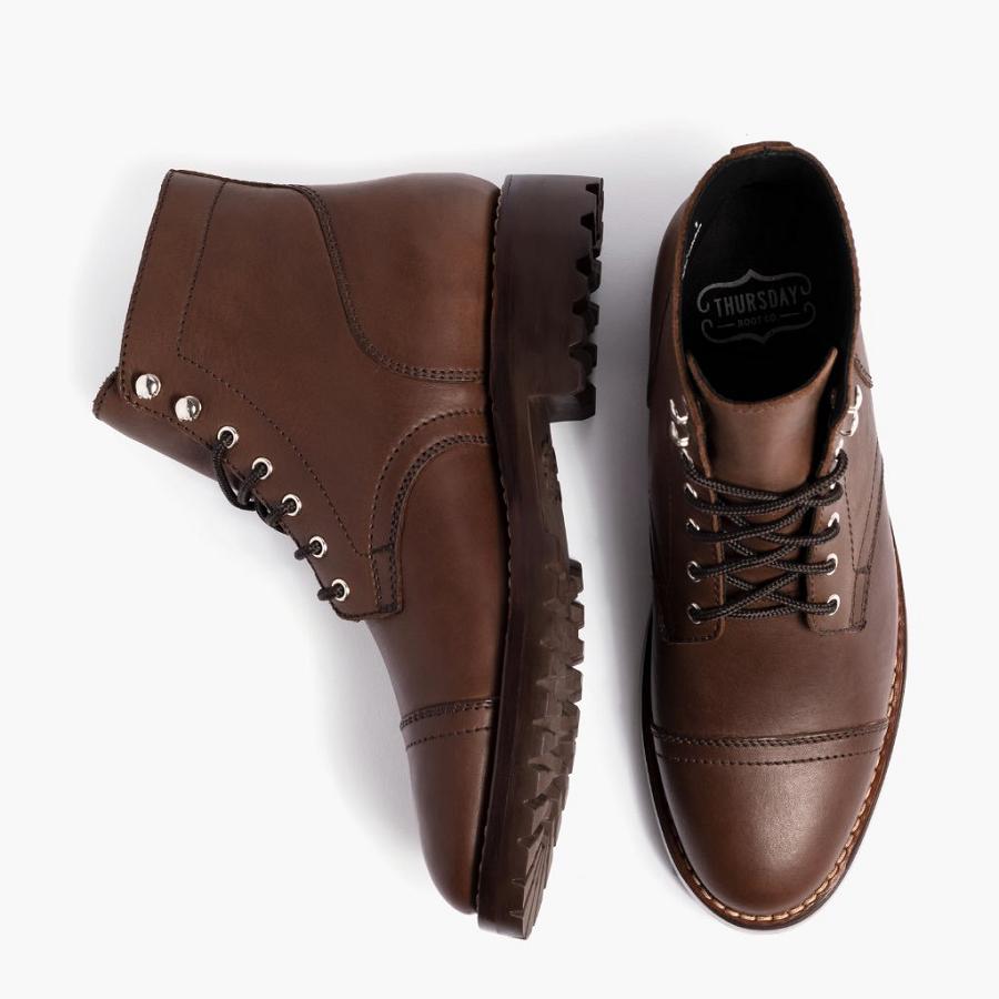 Stivali Thursday Boots Captain Pelle Rugged & Resilient Uomo Caffè | IT146VRW