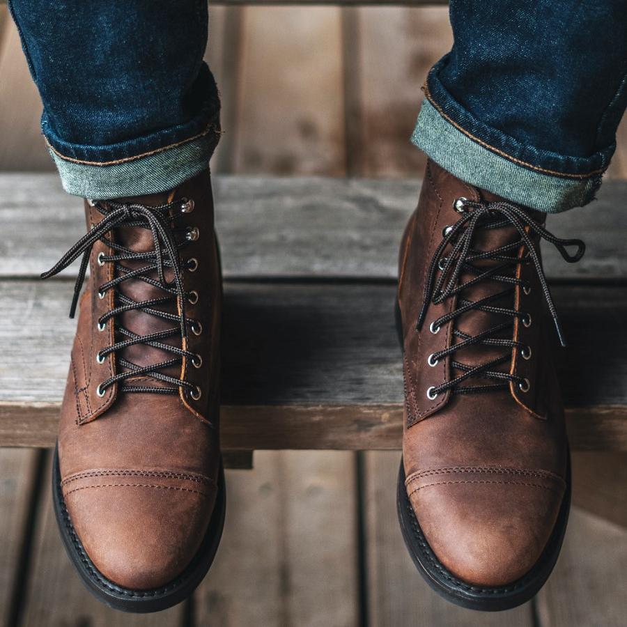 Stivali Thursday Boots Captain Pelle Rugged & Resilient Uomo Marroni Caffè | IT148XYU