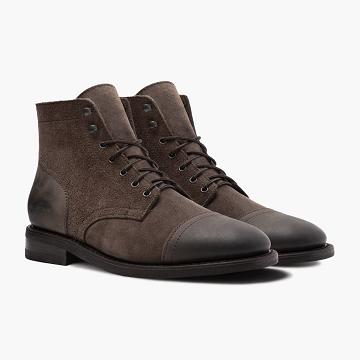 Stivali Stringati Thursday Boots Captain Pelle Scamosciate Uomo Marroni | IT83ILH