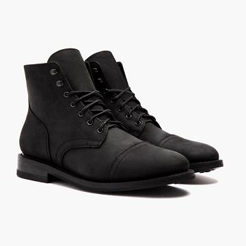 Stivali Stringati Thursday Boots Captain Pelle Scamosciate Uomo Nere | IT85YXF